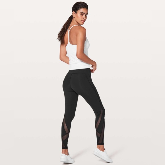 Lululemon Seek the Heat Hi-Rise Mesh 28" Full Length Tight Black Size 2 Yoga - Picture 2 of 10